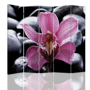 Parawan dwustronny, Zen z kwiatem orchidei 180x170