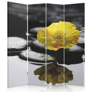 Parawan dwustronny, Zen z żółtym kwiatem 145x170
