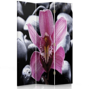 Parawan dwustronny, Zen z kwiatem orchidei 110x170