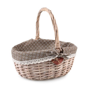 Brązowy Kosz Wiklinowy Z Uchwytem 31x26x13/15/33h Cm