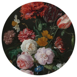 WallArt Okrągła fototapeta Golden Age Flowers, 142,5 cm
