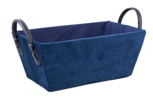 Prostokątny Niebieski Koszyk Velvet 30x17x12/16h Cm