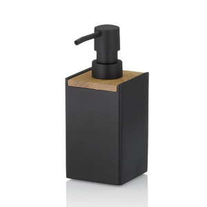 Dozownik do mydła Kela, tworzywo sztuczne/bambus, 0,4 l, 7 x 7 x 17,5 cm