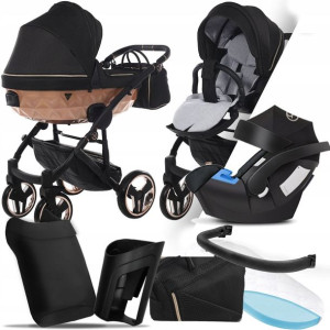 Wózek Junama 3w1 Mirror Satin V2 02 I + Cybex Aton