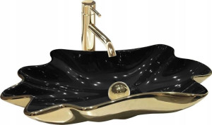 Umywalka Nablatowa Falowana Black/Gold Rea