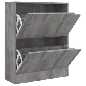 Szafka na buty z 2 półkami, wzór betonu, 59x24x74 cm, płyta