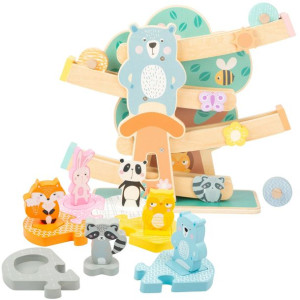 Small Foot Duży drewniany zestaw zjeżdżalnia 4-poziomowa + sorter puzzle 2w