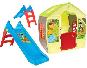 Domek ogrodowy dla dzieci Happy House + zjeżdżalnia wodna