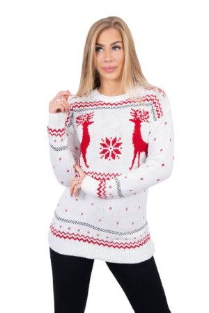 Sweter zimowy norweski wzór renifer