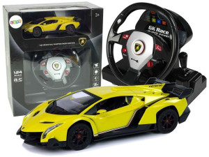 Auto Zdalnie Sterowane Lamborghini Veneno Żółte 2,4 G Pilot Kierownica Dźwi