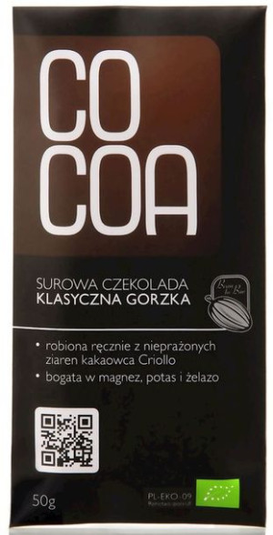 Czekolada Surowa Klasyczna Gorzka Bio 50 G - Cocoa