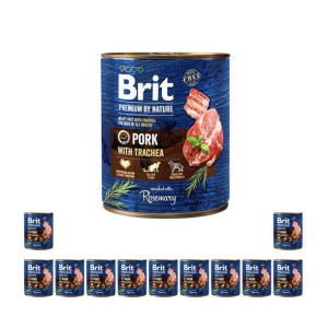 Pakiet Brit Premium By Nature Pork With Trachea Wieprzowina Tchawica 12 x 8