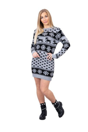 Sweter tunika zimowy w serca