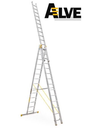 Drabina aluminiowa 3x15 ALVE FORTE + KOŁA