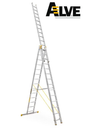 Drabina aluminiowa 3x14 ALVE FORTE + KOŁA