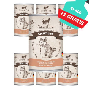 Natural Trail Light Cat Kurczak Krewetki Bezzbożowa 6 x 400 g + 1 gratis