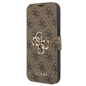 Guess 4G Big Metal Logo Book | Etui do iPhone 13 Pro - BROWN