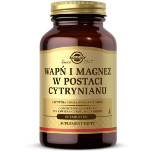 Wapń I Magnez W Postaci Cytrynianu Solgar 50 Tabletek Suplement Diety