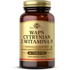 Solgar Wapń Z Witaminą D, Wapń Cytrynian Suplement Diety 60 Tabletek
