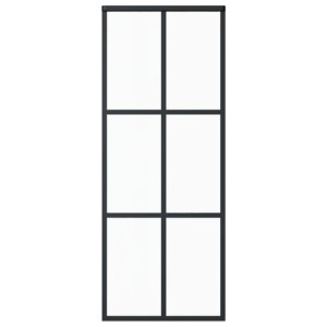 Drzwi przesuwne, szkło ESG i aluminium, 76x205 cm, czarne