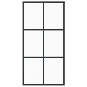 Drzwi przesuwne, szkło ESG i aluminium, 102x205 cm, czarne