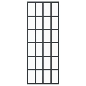 Drzwi przesuwne, szkło ESG i aluminium, 76x205 cm, czarne