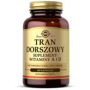 Tran Dorszowy Solgar 100 Kapsułek Suplement Diety Witamina A+d