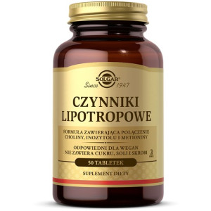 Czynniki Lipotropowe Solgar 50 Tabletek Suplement Diety Wegański