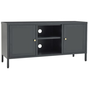 Szafka pod telewizor, antracytowa, 105x35x52 cm, stal i szkło