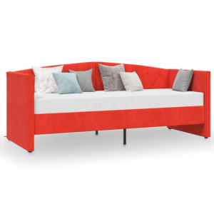 Rama łóżka z USB, winna czerwień, obite aksamitem, 90x200 cm