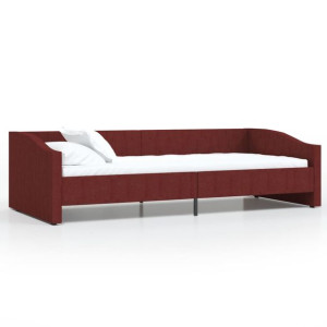 Łóżko dzienne z USB, winna czerwień, obite tkaniną, 90x200 cm