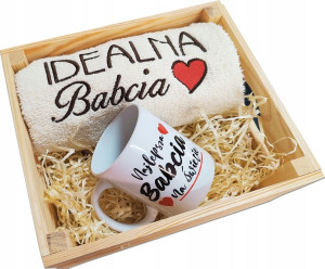 Prezent na dzień babci dziadka ręcznik kubek haft