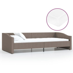Łóżko dzienne z materacem i USB, tkanina taupe, 90x200 cm