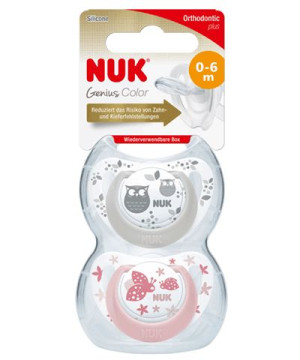 NUK - Smoczek uspokajający 0-6 mies. (silikon) GENIUS COLOR, 2 szt