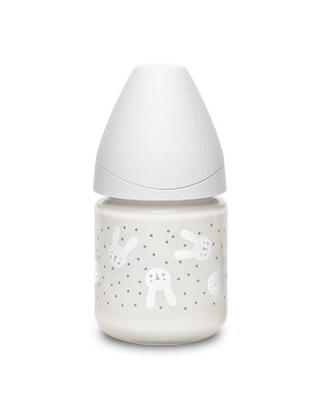 Suavinex Butelka szklana 120ml, smoczek okrągły silikonowy o wolnym przepły