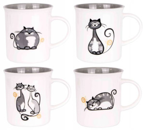 Zestaw Kubek Porcelana Kot Super Prezent 4x330ml