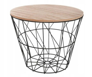 Stolik Druciany Metalowy Kawowy Okragły Loft 2w1