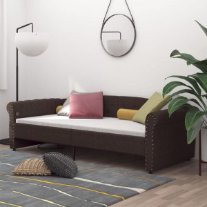 Lumarko Łóżko dzienne z materacem i USB, ciemnobrązowe, 90x200 cm