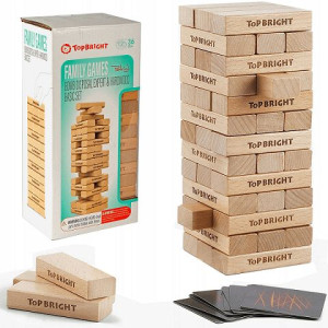 WIEŻA XL Naturalne drewno +karty Oryginalna Jenga Top Bright
