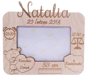 Ramka na zdjęcie Metryczka Dziecka Prezent Chrzest