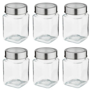 Pojemnik szklany słoik kwadratowy RUBI 300 ml zestaw 6 sztuk zakrętka stal