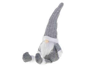 Krasnal Skrzat Świąteczny Z Brodą Szary 47cm