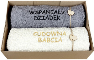Prezent Na Dzień Babci I Dziadka Ręczniki Z Haftem