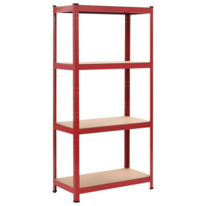 Regał magazynowy, czerwony, 80x40x160 cm, stal i MDF