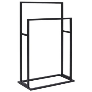 Wolnostojący wieszak na ręcznik, czarny, 48x24x78,5 cm, stalowy