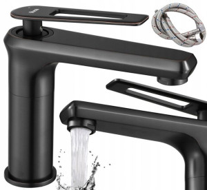 Bateria Umywalkowa Niska Czarna Black Blade Rea
