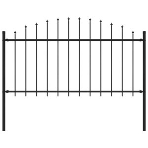Panel ogrodzeniowy z grotami, stal, (1,25-1,5) x 1,7 m, czarny
