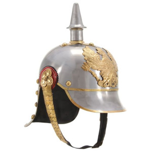Replika zabytkowego hełmu pruskiego, LARP, srebrna stal