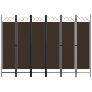Parawan 6-panelowy, brązowy, 240 x 180 cm