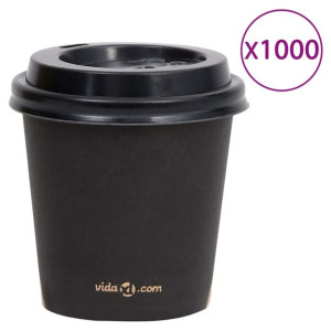 Papierowe kubki na kawę z pokrywkami, 120 ml, 1000 szt., czarne
